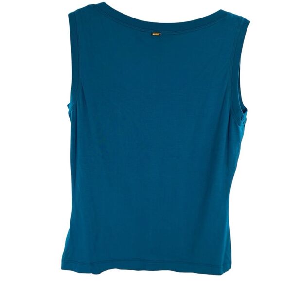 St. John Women’s M Sleeveless Top‎ Solid Teal Baltic Blue Tee Simple Basic New - Picture 4 of 7
